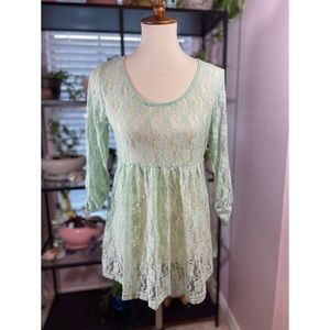 Sea Foam Lace Babydoll Top